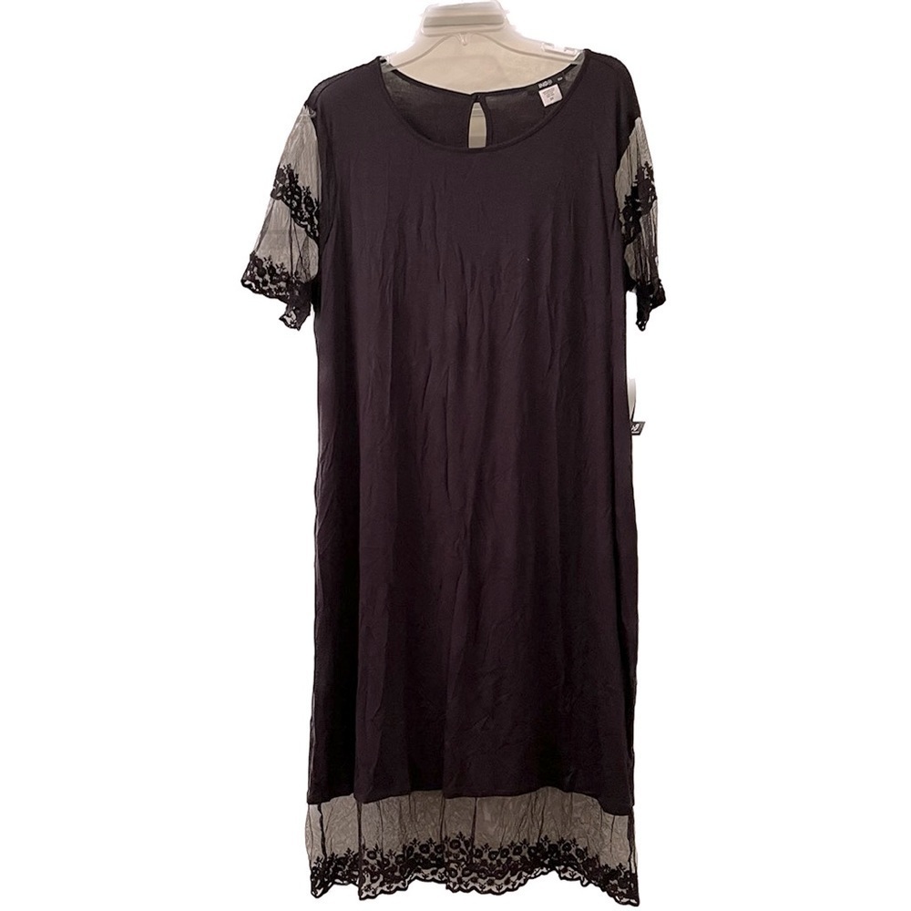 ing Rayon Little Black Dress with Short Lace Sleeves Size 2X NWT